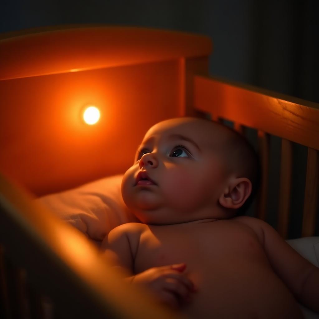 Empty nursery rocker beside a warm lamp — symbol of the long evenings of the 4 month sleep regression
