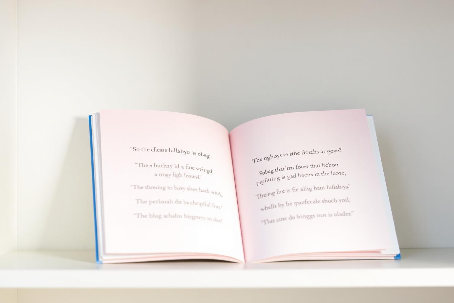 Open illustrated book of classic lullabies on a cosy nursery shelf with floating musical notes — classic lullabies lyrics and history