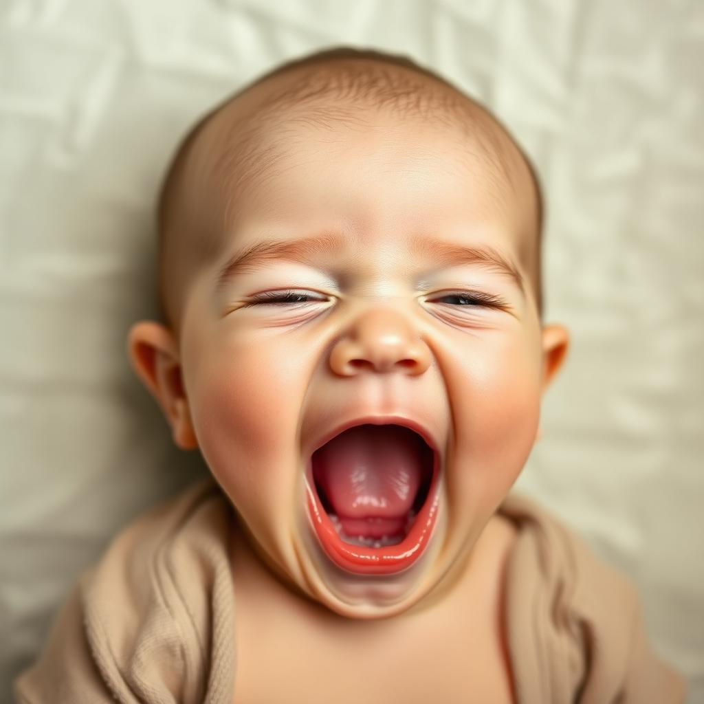 Close-up of a baby yawning — one of the earliest tired cues
