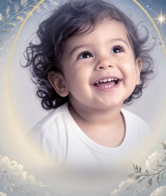Sample child portrait blended into the bedtime story cover